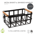 thumbnail image 2 of Simplify 4 Pack Metal Storage Basket with Bamboo Handles in Black, 2 of 5