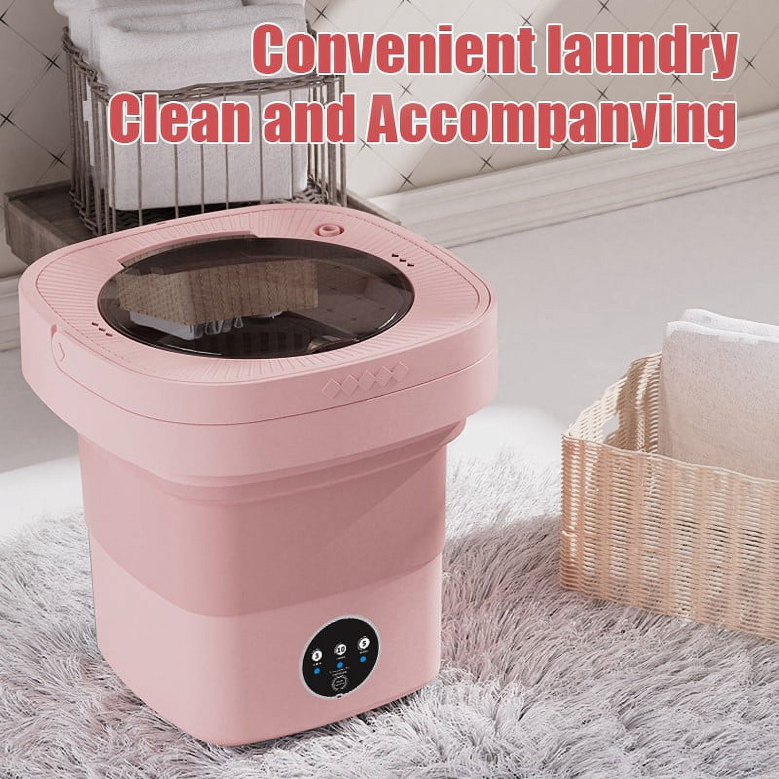 Pink Portable Mini Washing Machine 7 Liter Capacity Compact Washer And Spin Dryer For Dormitory Apartment Travel Baby Clothes Underwear Pink