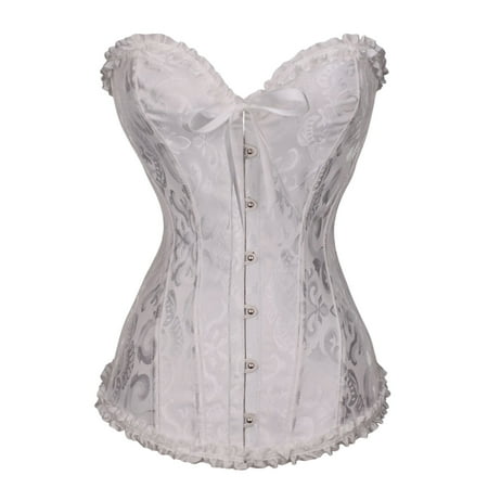 Long Dresses for Women Fall Corset Tops for Women  Bustier Shapewear Lingerie  Corset Lace Front Buckle Bow Tie Shapewear Maxi Dress for Women S-32 White M