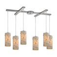 thumbnail image 1 of Capri Suspension 6 Lumières en Nickel Satiné et Capiz, 1 of 1