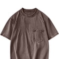 thumbnail image 5 of Hfnxid Big and Tall Men's Short Sleeve Shirt Vintage Crewneck T-Shirt with Pocket Fashion Streetwear Tee Brown XL, 5 of 5