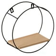 thumbnail image 3 of Wooden Board with Metal Frame Wall Mount Floating Shelf for The Living Room, Dining Room, or Office, 3 of 4