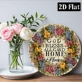 thumbnail image 6 of 2D Flat, God Bless This Home Vintage Floral Round Aluminum Wall Art, 8x8 Inch - Colorful Wreath Design for Holiday Parties Home Decor, Decorations for Home, Perfect for Room Decor, 6 of 6