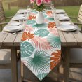 thumbnail image 6 of Turquoise Orange Palm Leaves Table Runner Linen Burlap Table Runner 90 Inches Long Tropical Botanical Summer Dresser Scarves for Kitchen Island Coffee Dining Room Party Wedding Holiday Decor 13"x90", 6 of 8