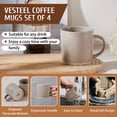thumbnail image 4 of Vesteel Coffee Mugs Set of 4, 12oz Porcelain Coffee Cups with handle, Ceramic Stoneware Mug for Milk, Coffee, Hot Cocoa, Microwave & Dishwasher Safe, Cappuccino Brown, 4 of 9