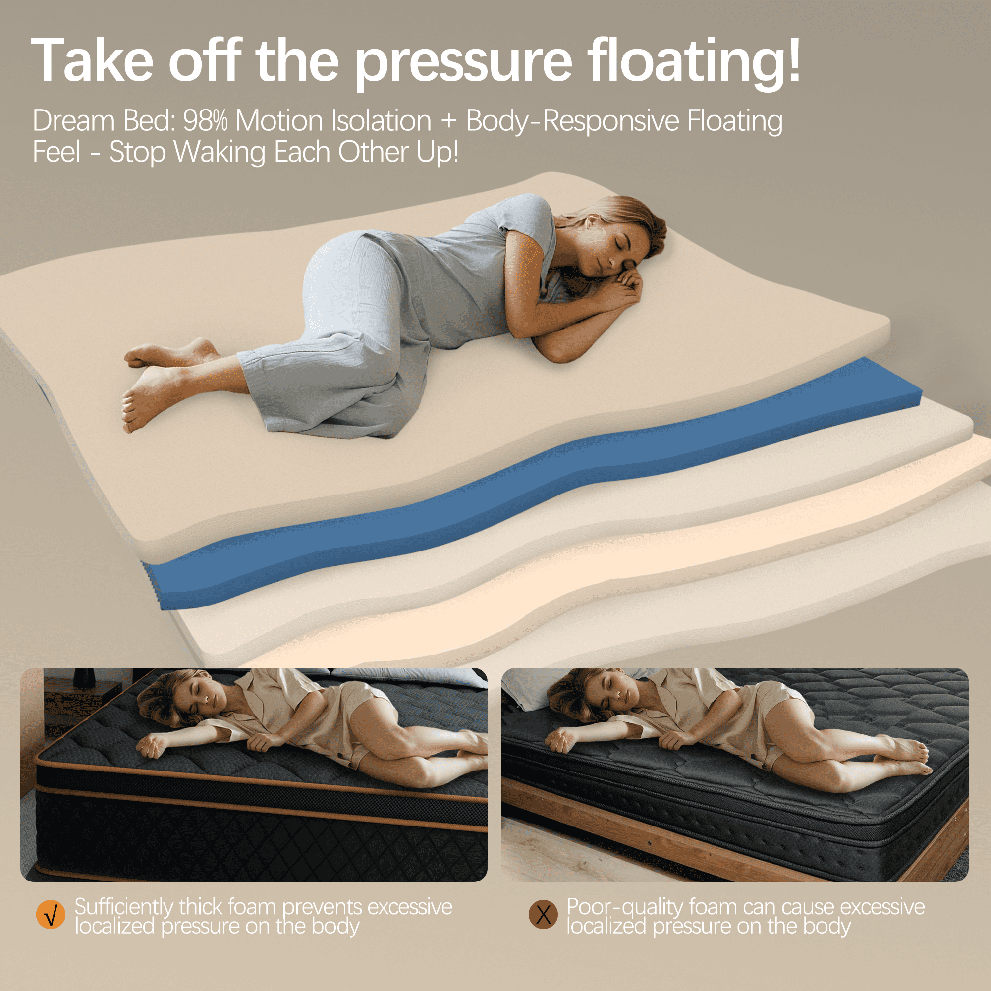 Mronae 12" Twin Mattress,Black Cooling Gel Memory & Spring Hybrid Medium Comfort Twin Size Mattress in a Box,Audlt,CertiPUR-US