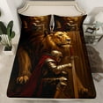 thumbnail image 2 of Feelyou Gold Lion Kids Twin Sheet Sets, Retro Western Warrior Twin Fitted Sheet, Mystic Wildlife Animal Flat Sheet, Luxury Bedroom Decor, 3 Pieces, 2 of 7