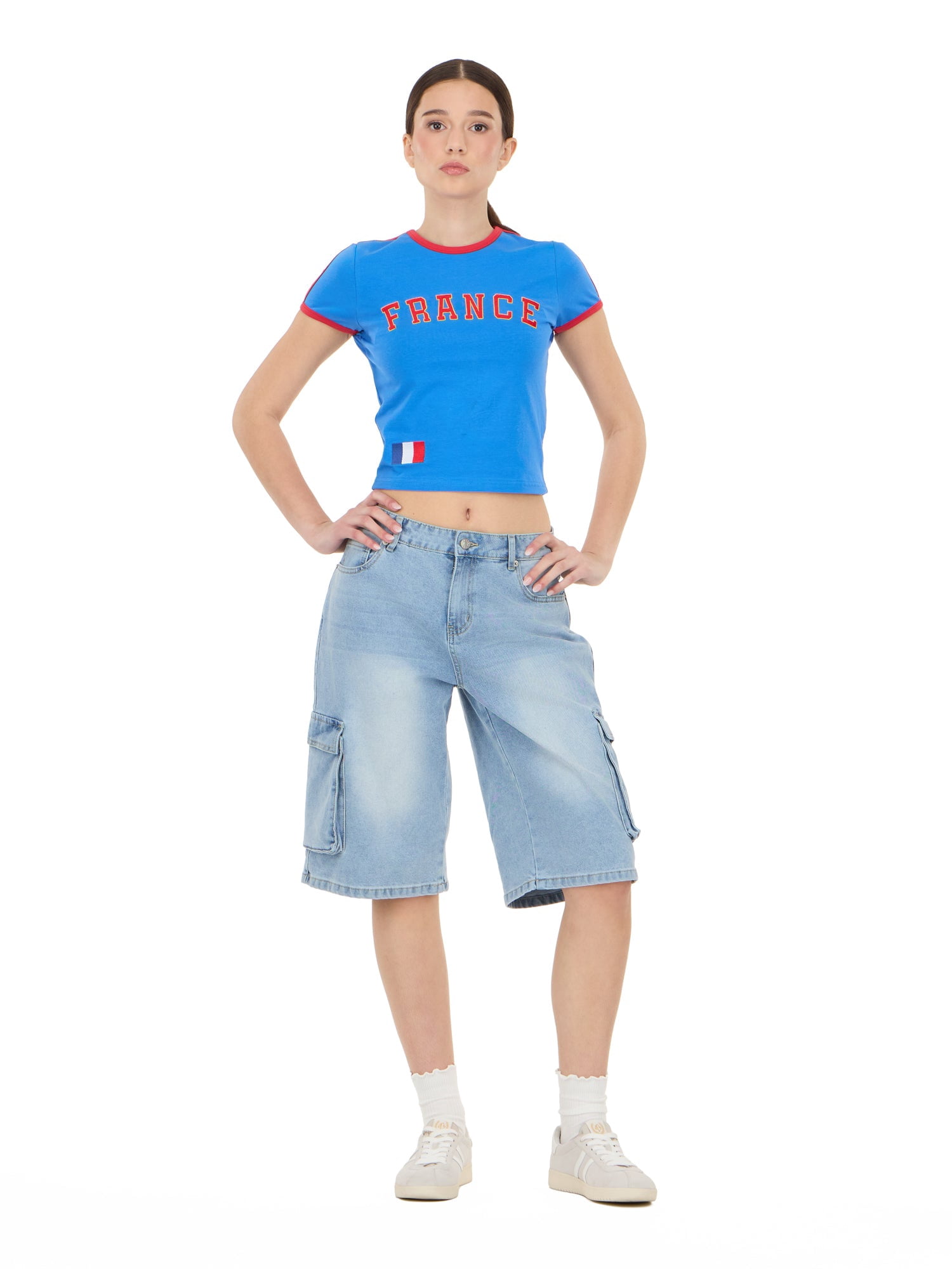 Forever 21 Women's Short Sleeve France Soccer Ringer Tee Shirt, Sizes XXS-XXL