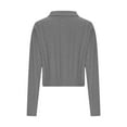 thumbnail image 3 of Cropped Sweaters for Women Slim Fit Full-zip Sweater Cardigan Long Sleeve Solid Casual Zip Mock Neck Outwear Tops (S, Gray), 3 of 7