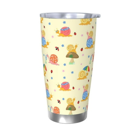 

Cauagu Colorful Cartoon Snail Pattern 20oz Tumbler Stainless Steel Vacuum Insulated Tumbler with Lid Insulated Coffee Mug Thermal Cup with Splash Proof Sliding Lid-Without Straw
