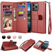 iPhone 16 Pro Case,for iPhone 16 Pro Wallet Phone Case,Takfox PU Leather Magnetic Detachable Card Holders Shockproof Kickstand Protective [Flip Folio Cover] for iPhone 16 Pro- Wine
