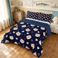 thumbnail image 3 of Manfei Jungle Bear Full Size Comforter Sets, Dreamy Animal Print Bedding Comforter Set, Navy Tan, Blue Reversible, 3-Piece, 1 Comforter and 2 Pillowcases, 3 of 7