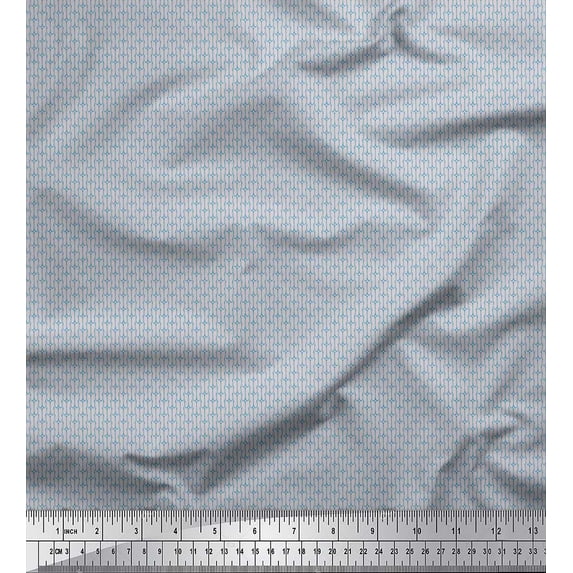 Soimoi Japan Crepe Satin Fabric Fish Hook Shirting Fabric Prints by Yard 42 Inch Wide