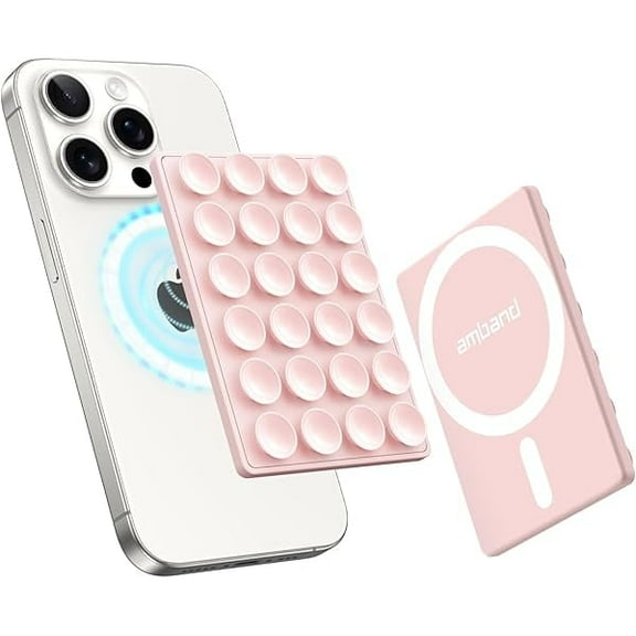 wonima88 Magnetic Suction Phone Mount for MagSafe Case, Silicone Octo Cup Buddy Sticky Grip Holder for iPhone, Removable Hands-Free Selfie/Video for TikTok Influencers, Women Gift, Light Pink