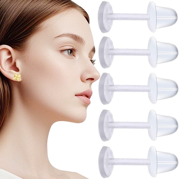 500 Pairs Plastic Earring Posts and Backs, 5mm Clear Earrings Pins Rubber Earring Safety Backs Earnuts