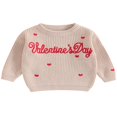 thumbnail image 1 of Baby Valentine Pullover Sweater Knitted Letter Embroidery Fall Winter Warm Tops, 1 of 6