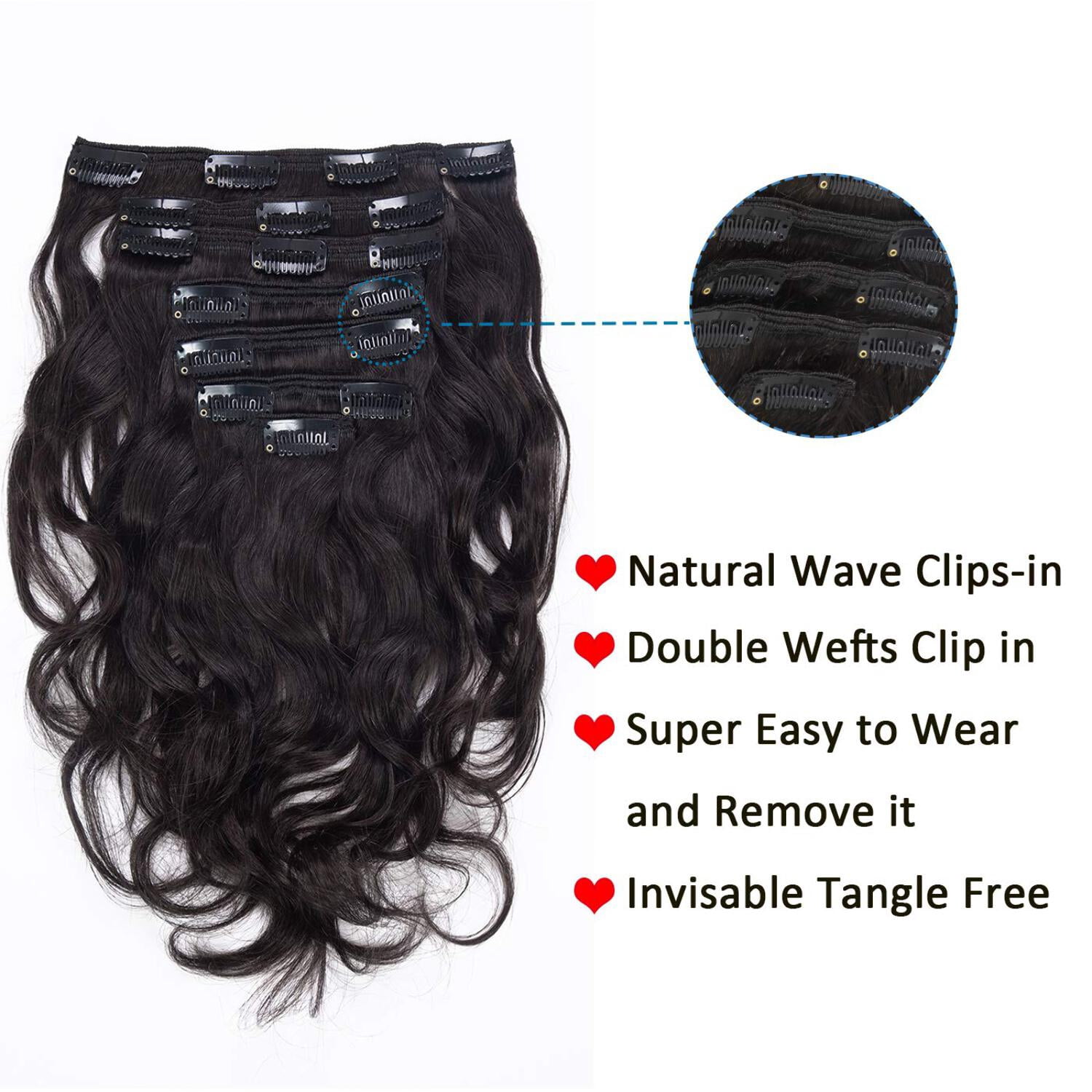 Full Head Clip in Hair Extensions Body Wave Human Hair Brazilian Virgin Hair Double Weft 7Pcs/lot 100g/set