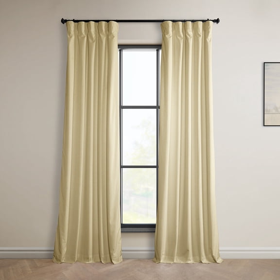 Half Price Drapes Western Tan Heritage Plush Velvet Room Darkening Curtains (1 Panel), 50W X 108L