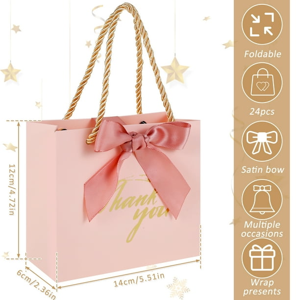 24Pcs Small Thank You Gift Bags Reusable Paper Party Bags with