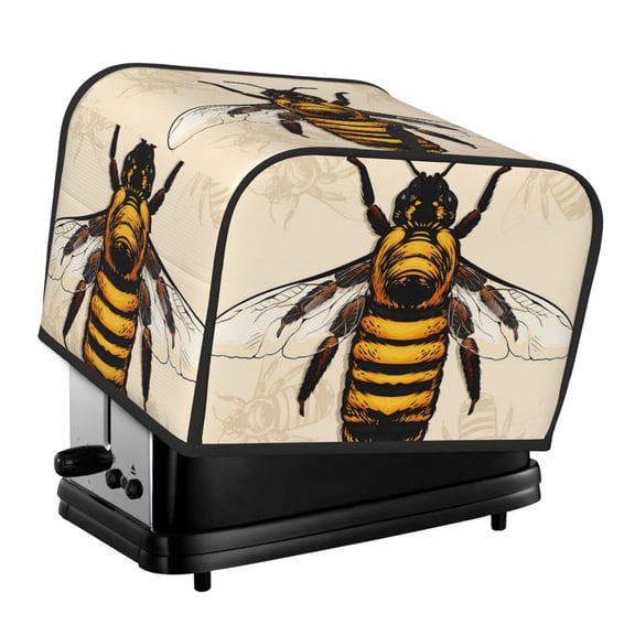 Rateoe Honey Bee Pattern Toaster Covers 4 Slice Wide Slot,Bread Machine Cover,Bread Dust Cover & Fingerprint Protection,Appliance Covers