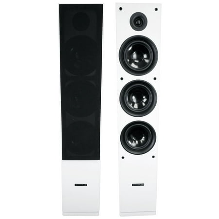 (2) Rockville RockTower 68W White Home Audio Tower Speakers Passive 8 Ohm