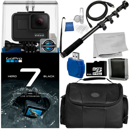 GoPro HERO7 HERO 7 Black 9PC Accessory Bundle - Includes 64GB microSD Memory Card + High Speed Memory Card Reader + Memory Card Wallet + (Best Sd Card For Gopro Hero 4 Silver)