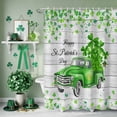 thumbnail image 3 of Shower Curtain, Green Shamrock Truck Wood Board Waterproof Shower Curtain Set with Hooks for Bathroom Showers,Stalls and Bathtubs,36x72In Happy St. Patrick's Day, 3 of 9