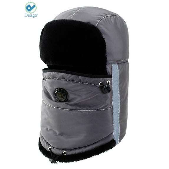 Deago Trooper Trapper Hat,Winter Ski Hat with Winter Ear Flap and Ski Windproof Mask (Gray)