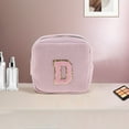 thumbnail image 5 of Unique Bargains 1 Pc Letter D Pattern Makeup Bag for Travel Pink Corduroy, 5 of 6