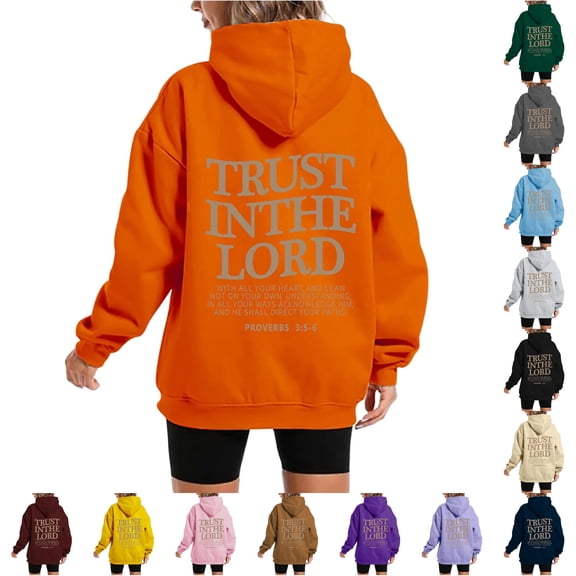 Printed Hoodie for Casual Long Sleeve Sweatshirt with Stylish Design Everyday Cozy Pull On Top Clothes Women S