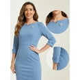 thumbnail image 2 of DARING DIVA Sweetheart Neck Slim Fit Work Midi Dress XL Grey Blue, 2 of 6