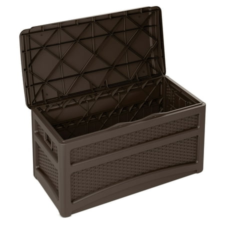 Suncast 73-Gal. Weather-Resistant Resin Outdoor Deck Storage Box and Bench, Java