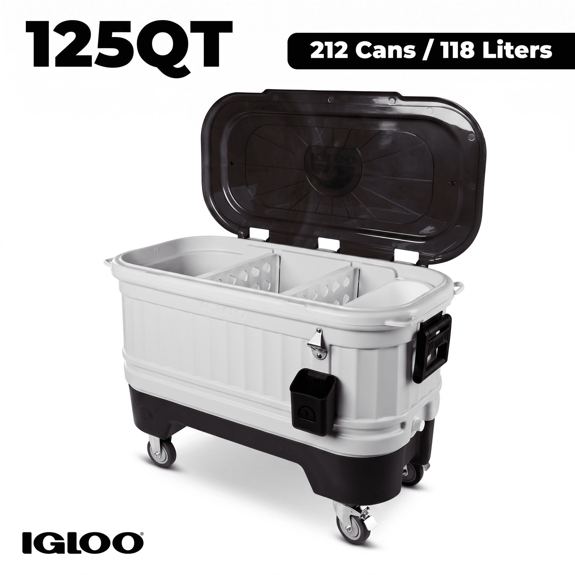 Igloo 125 qt. Party Bar Wheeled Ice Chest, White and Black