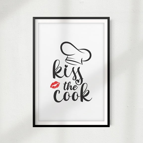 Kiss The Cook 5" x 7" UNFRAMED Print Kitchen Home Décor, Quote Wall Art