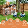 thumbnail image 6 of ZephyPaws Wooden Rabbit Hutch Outdoor Chicken Coop Indoor Bunny Cage with Run, Pull Out Upper Tray, Orange, 6 of 6