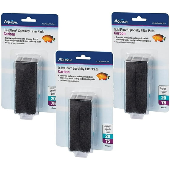 Aqueon (3 Packages) QuietFlow Carbon Cartridge with Bio-Media Grid 20/75-4 Filters per Package