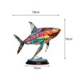 thumbnail image 3 of Figuras de animales coloridas, adorno de animales con Base, estatua artística de Metal, escultura de animales para exhibir, restaurante, comedor, mesa Tiburón perfecl Estatua de comida, 3 of 8