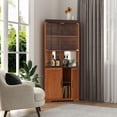 thumbnail image 5 of FENGFAN 5 Tiers Corner Storage Cabinet Tempered Glass Door MDF 30.35x70.86x16.92 in 1 Pack, 5 of 8