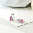 thumbnail image 4 of Gem Stone King 925 Sterling Silver Pink Moissanite and White Topaz Earrings for Women (4.17 Cttw, Gemstone, Oval 9X7MM), 4 of 4