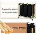 thumbnail image 4 of 3-Zone Laundry Sorter, 35.9 Gallon (136 Liter) Laundry Basket Cart with Heavy-Duty Lockable Rolling Wheels and Removable Bags, Clothes Organizer Basket, Clothes Separator Basket, 4 of 8