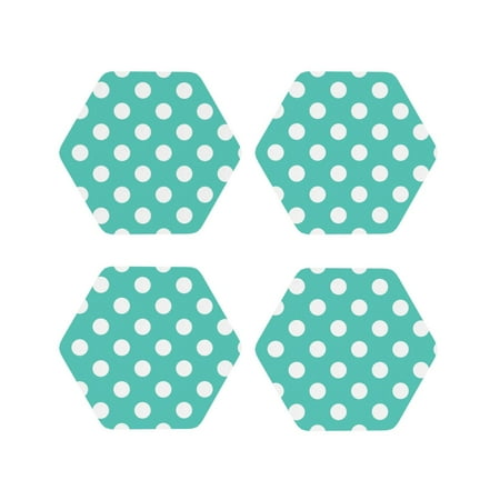 

Matuu Teal Turquoise And White Polka Dot for Cup Coasters Set of 4 Leather Coasters Desk Coasters for Office Measures 4” x 4”-Hexagon