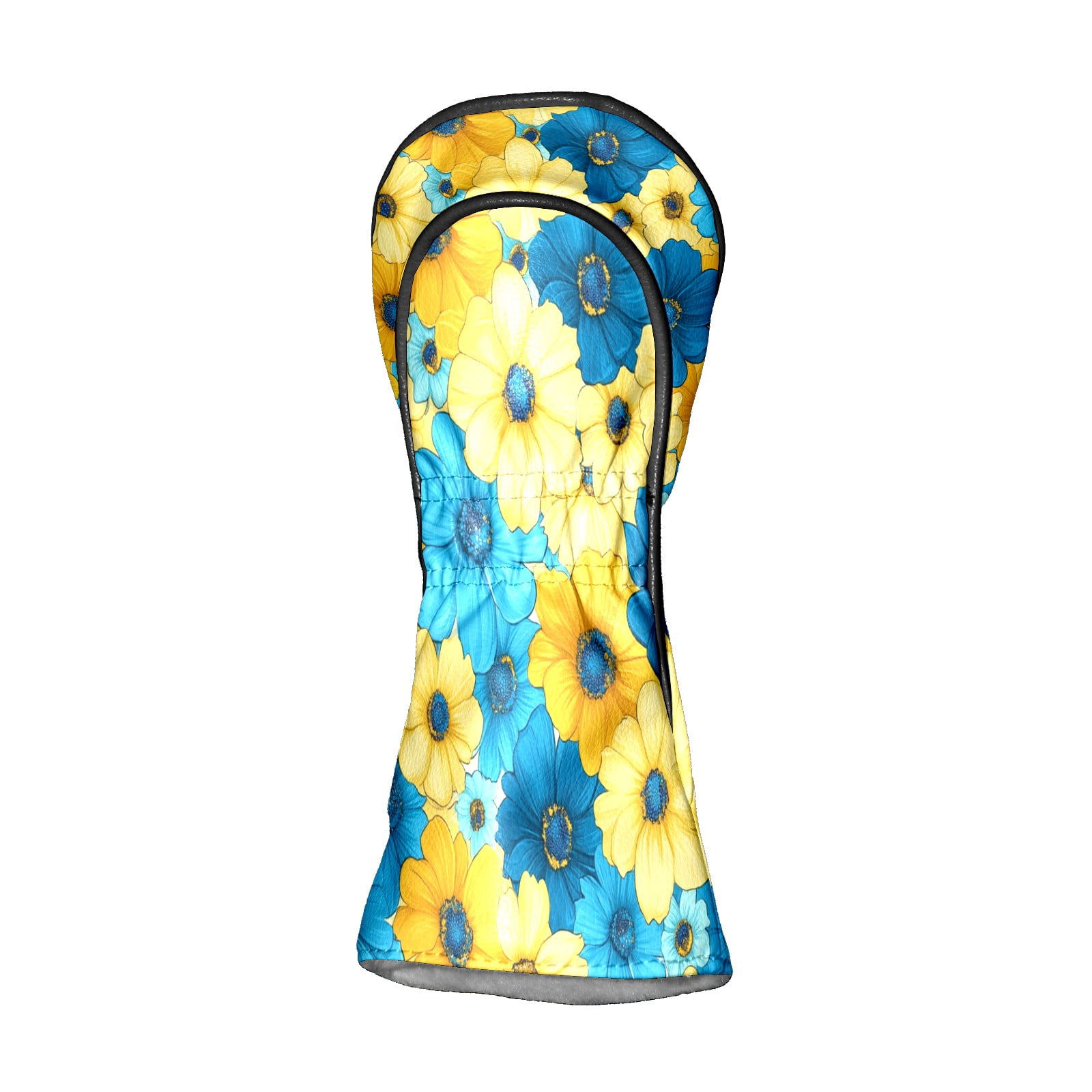 Golf Club Covers PU Leather Waterproof Head Covers for Fairway Woods Hybrids Yellow Blue Flowers