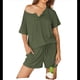 thumbnail image 1 of Conjuntos de Pijama para Mujer, 2 Piezas, de Punto Acanalado, Corta, Ropa de Dormir Suave, Conjuntos de Verano para Estar en Casa, Verde , Talla M, 1 of 6