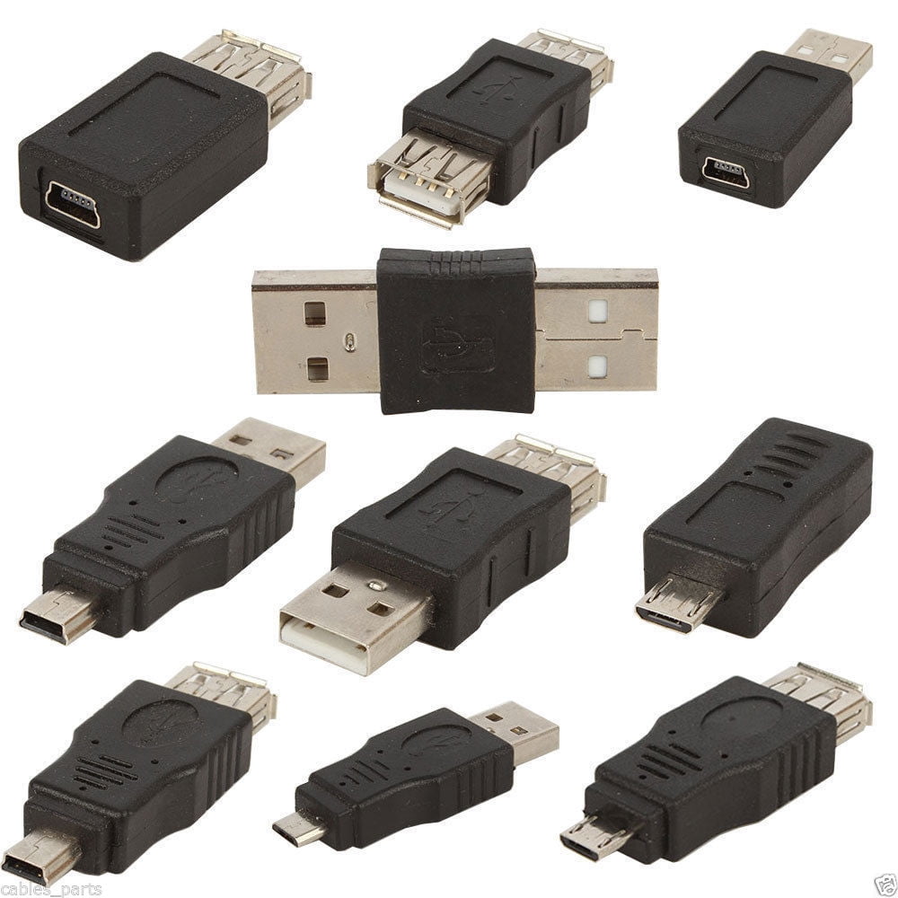 CableVantage 10pcs OTG 5 pin F/M mini changer adapter converter USB male to female micro USB