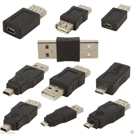 CableVantage 10pcs OTG 5 pin F/M mini changer adapter converter USB male to female micro