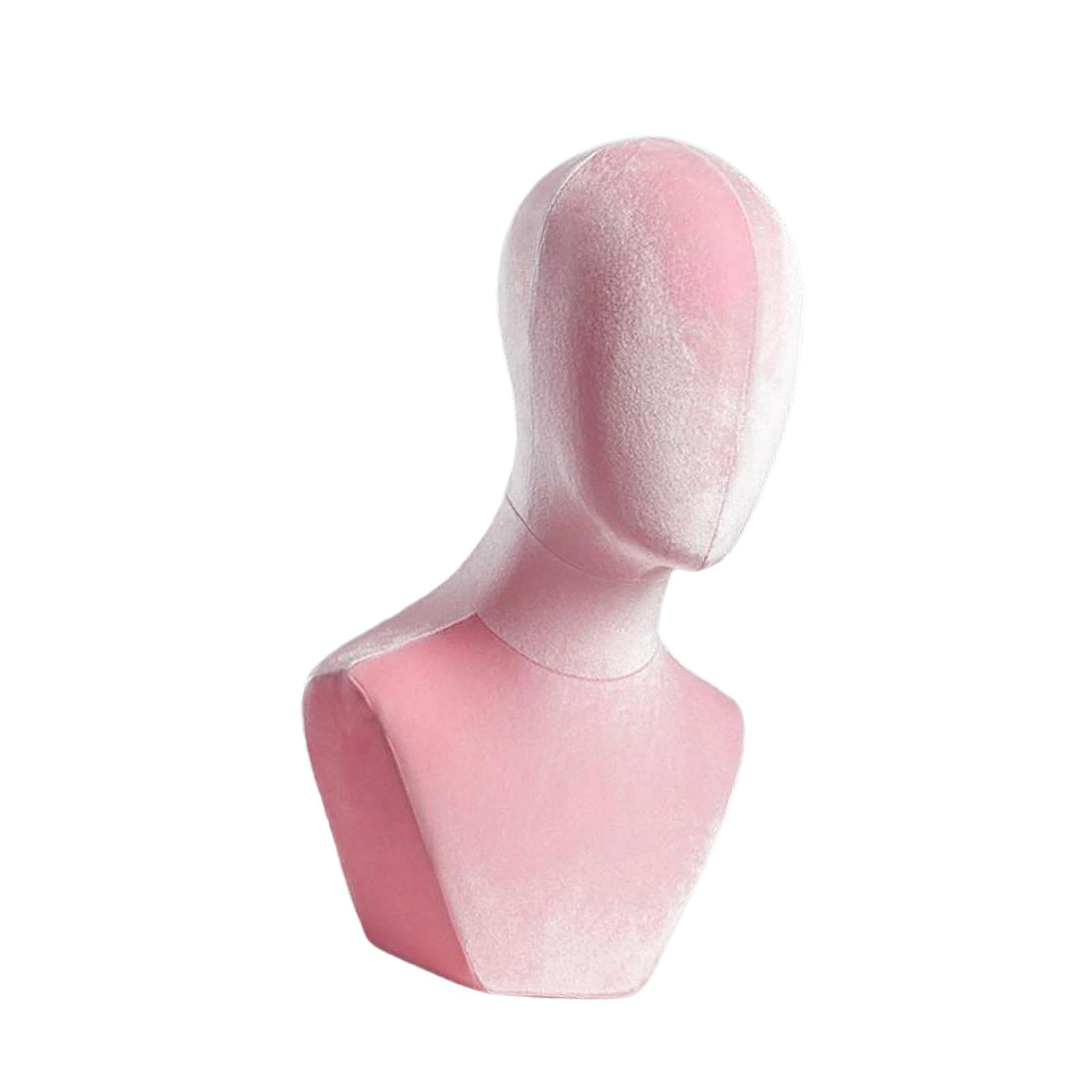 Serenable Mannequin Head Manikin Head Model Stable Base Professional Elegant Holder Hat Display Stand for Jewelry Hair Accessories Pink