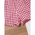 thumbnail image 5 of Haitryli Kids Girls Elastic Waist Plaid Boxer Shorts Gingham Wide Leg Mini Summer Shorts Y2K Beach Bottoms Red 5-6, 5 of 6