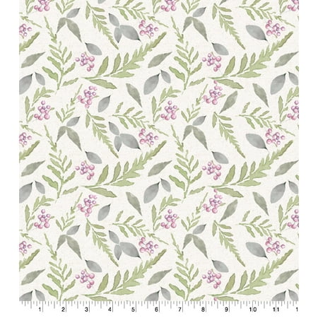 UPC: 0887816368681 | Peony Leaves and Berries Cotton Fabric