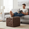 thumbnail image 4 of 19-Inch Square Tufted Ottoman Footstool, Upholstered Cube Pouf with Button Tufting for Living Room, Bedroom (Multiple Fabrics), 4 of 7