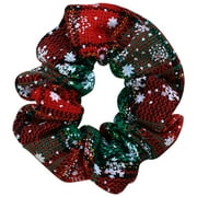 sailomarn Christmas Scrunchy Snowflake Printed Hair Band Elastic Hair Tie Ponytail Holder for Women Girls Type 4